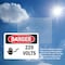 Signmission 220 Volts Danger Sign, Plastic, 14in W x 10in L, 2PK OS-2PACK-DS-P-1014-L-1008 - alternate 3